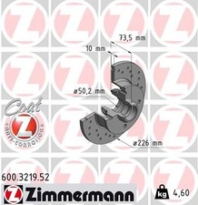 2x ZIMMERMANN Bremsscheibe 600.3219.52 für SEAT VW