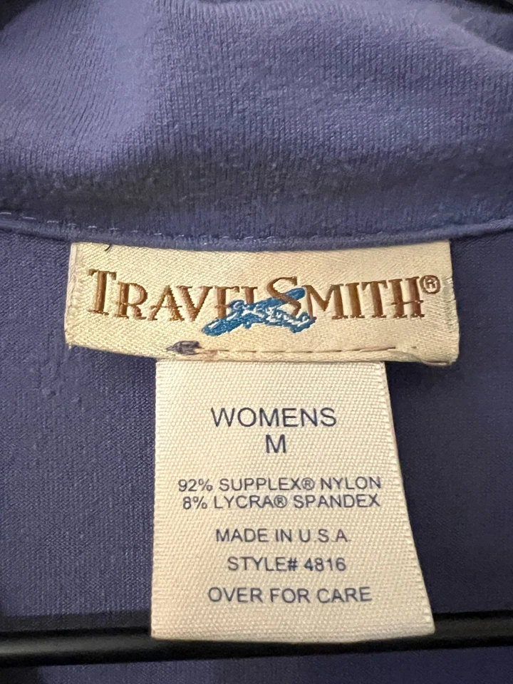 Vestido polo midi TravelSmith feminino M sem mangas feito nos EUA supplex nylon elástico - Imagem 3 de 4