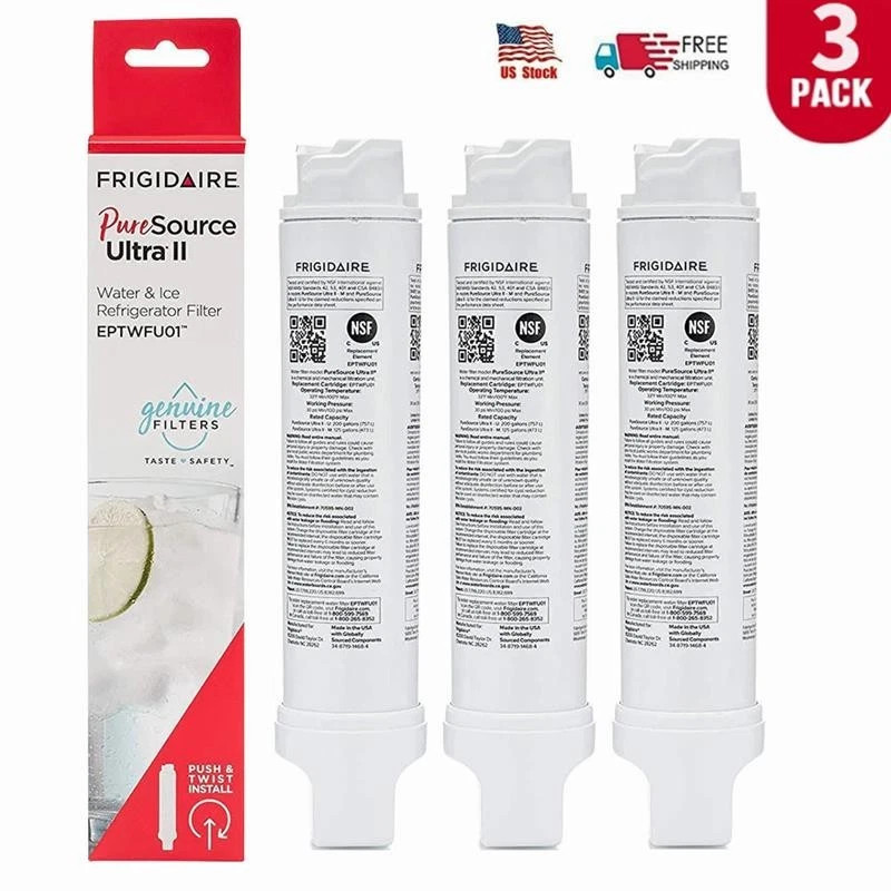3 Pas NEW Frigidaire EPTWFU01 Pure Source Ultra II Refrigerator Water Filter