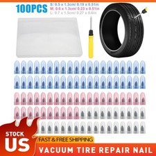 100X Tire Repair Rubber Nails Tyre Puncture Repair Screws Kit w/ Screwdriver