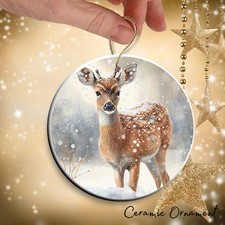 Christmas Ornament Wildlife Winter Deer Watercolor - Keepsake Bauble 38-03