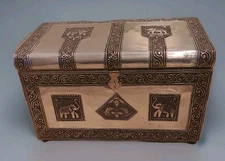 Artisan Elephant Trinket Box Oduduwa Santeria Chest – Aluminum & Wood