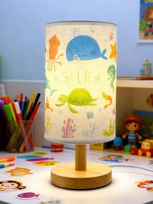 Kids Table Lamp for Bedroom Nightstand, Gift for Boys-3Color LED Bedside Read...