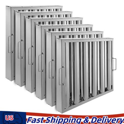 6PCS 19.5''x19.5'' Stainless Steel Baffle Grease Filter Kitchen Canopy Hood Filter