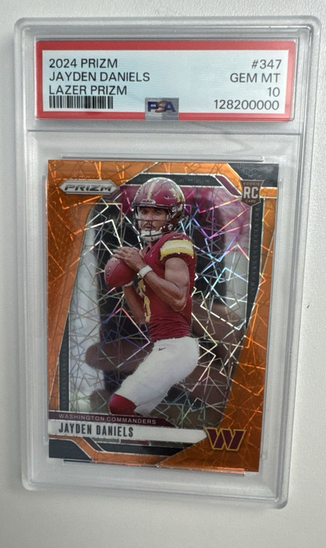 2024 Panini Prizm Jayden Daniels Orange Lazer Rookie RC #347 PSA 10 Gem Mint