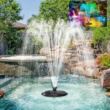 Floating Pond Fountain with RGB LED Lights, 660GPH Pond Pump 30Ft Cable Length w