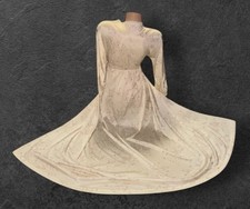 MISS ELAINE Cream Floral Shiny Satin Antron Nylon Long Robe Housecoat Nightgown