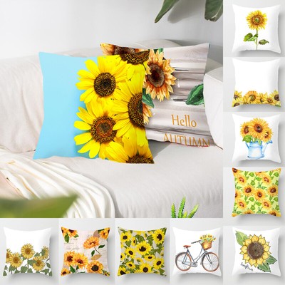 Sunflower Linen Pillow Case Decorative Cover Cushion Sofa Home Office Ornaments