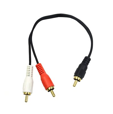 RCA Splitter 1 RCA Male to 2 RCA Male Stereo Audio Cable Cord Adapter Connector