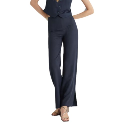 Mango Navy Straight Trousers with Opening Junior Teen Youth Medium Pants M NWT - Picture 3 of 6