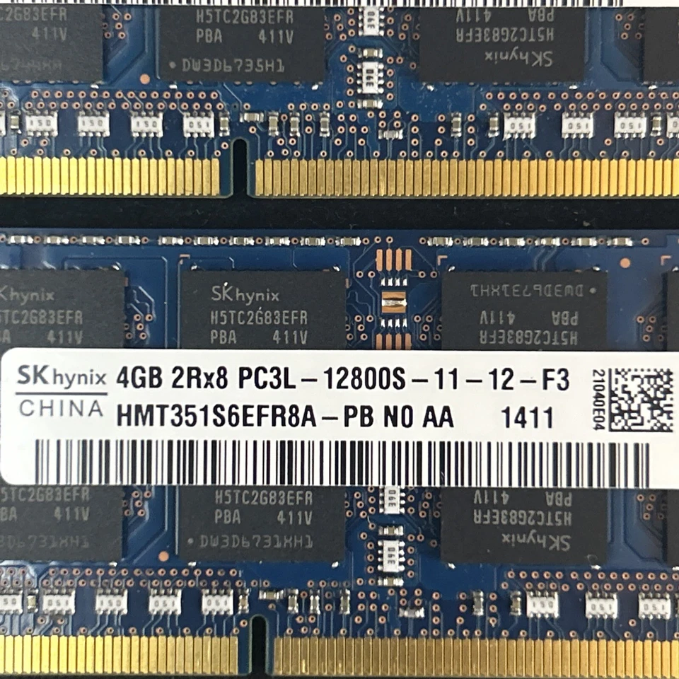 Hynix 8GB (2x4GB) HMT351S6EFR8A-PB 2Rx8 PC3-12800S DDR3 Laptop RAM Memory - Tes - Image 2 of 4