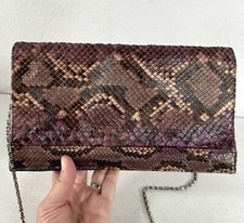 Varon Vintage Snake Skin leather Accordion Clutch Shoulder Bag