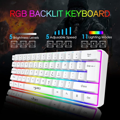 60% mini teclado para juegos con cable RGB retroiluminado para PC/Mac jugador, mecanógrafo, viajes - Imagen 6 de 9