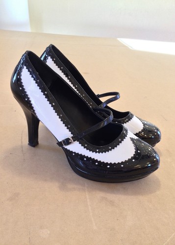 White Spectator Platform Heels, Size 