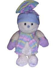 VTG Y2K Animal Alley Snowman Stuffed Plush Purple Gloves Scarf Toy's R Us