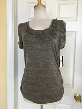 AB STUDIO gray ruffle top size L 