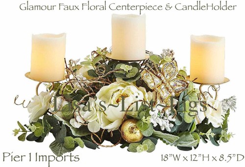 NWT PIER 1 EASTER GLAMOUR FLORAL CENTERPIECE CANDLE HOLDER 18"x12"x8.5" HOLIDAY - Picture 3 of 12