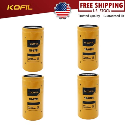 4 Set 1R-0751 Fuel Filter,for Cat C7,C9,3126B,3126E,C-9, 3114, 3116,3126 Engines