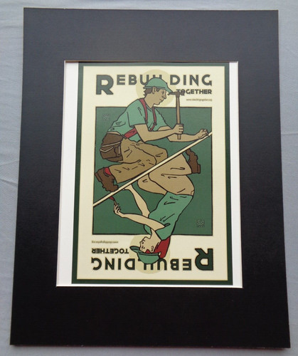 David Lance Goines Rebuilding Together Construction Poster Matted Art Print CA