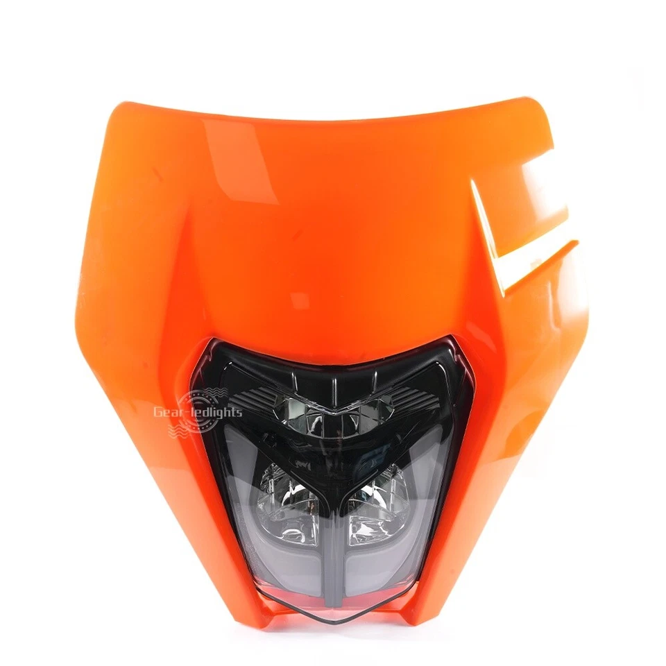 For KTM EXC XC MXC 250 450 520 525 530 Dirt Bike Orange LED Headlight Head Lamp - Image 2 of 4