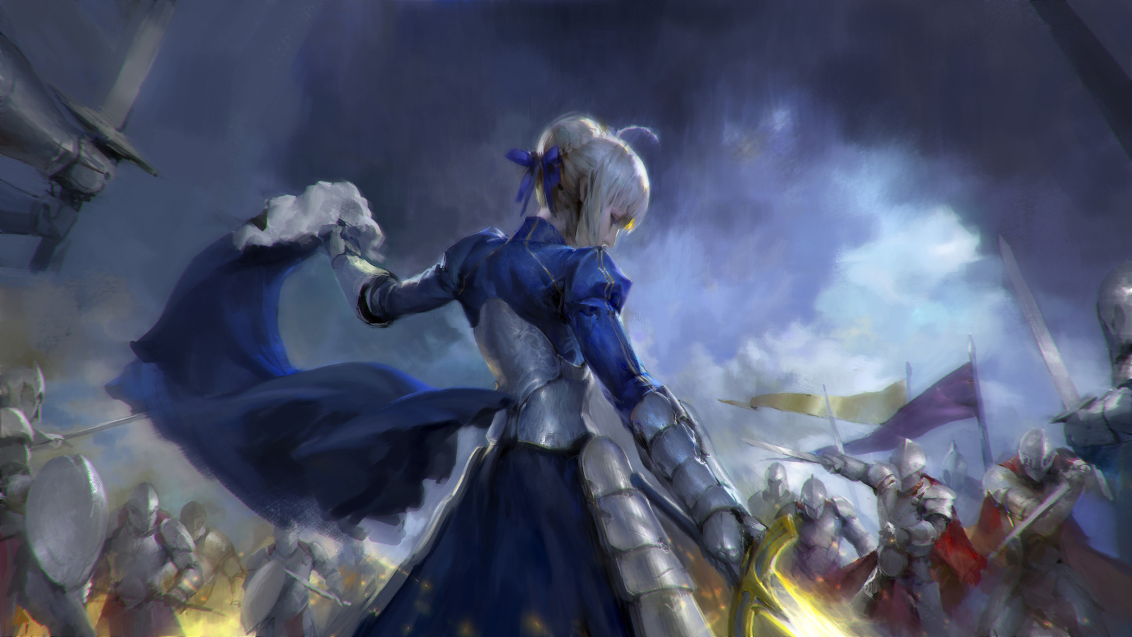 Anime girls fantasy art fate series fatestay night Play Gaming Mat Desk