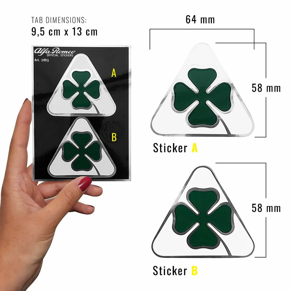 Adesivo Alfa Romeo Ufficiale 2 Quadrifoglio Verde - Immagine 3 di 4