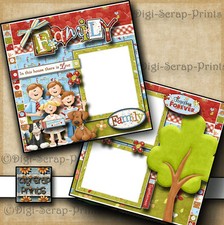 FAMILY 2 premade scrapbook pages paper piecing LAYOUT BOY GIRL DIGISCRAP  A0014