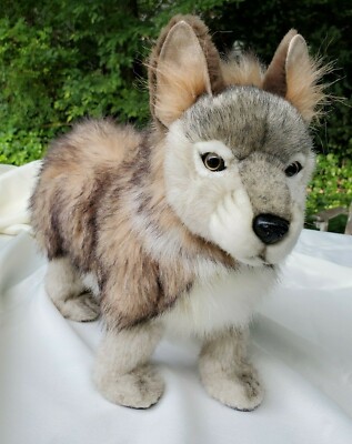Hansa Toy International Wolf Cub Plush Realistic 12'' Tall 2004 EUC 