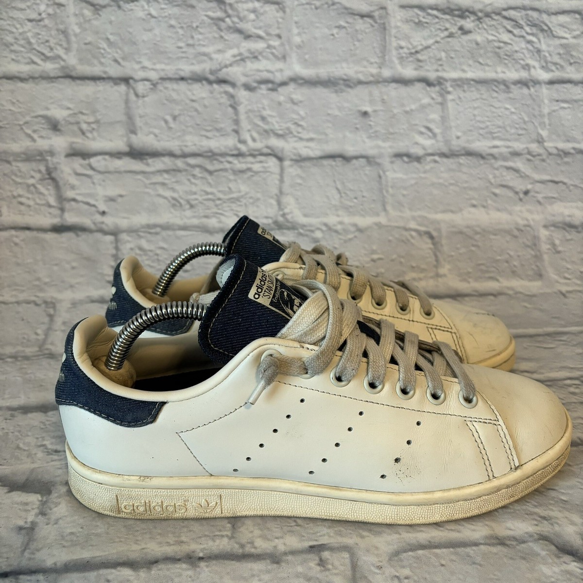 Adidas Stan Smith White Blue Denim Leather Shoes Sneakers FW4424
