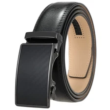 Luxury Men's Cow Leather Belt Automatic Buckle Belt Ratchet Strap Casual Dress