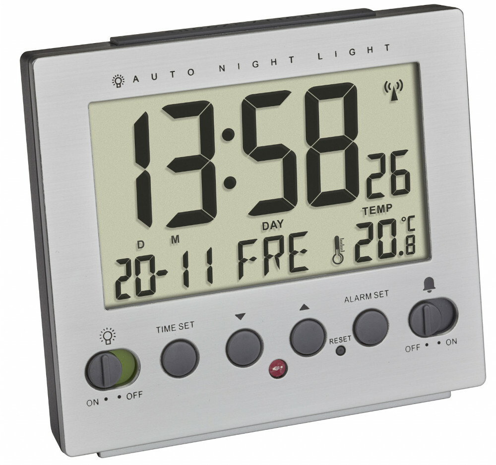 TFA Digitaler Funkwecker Lichtsensor Temperatur Digitalwecker  Funkuhr