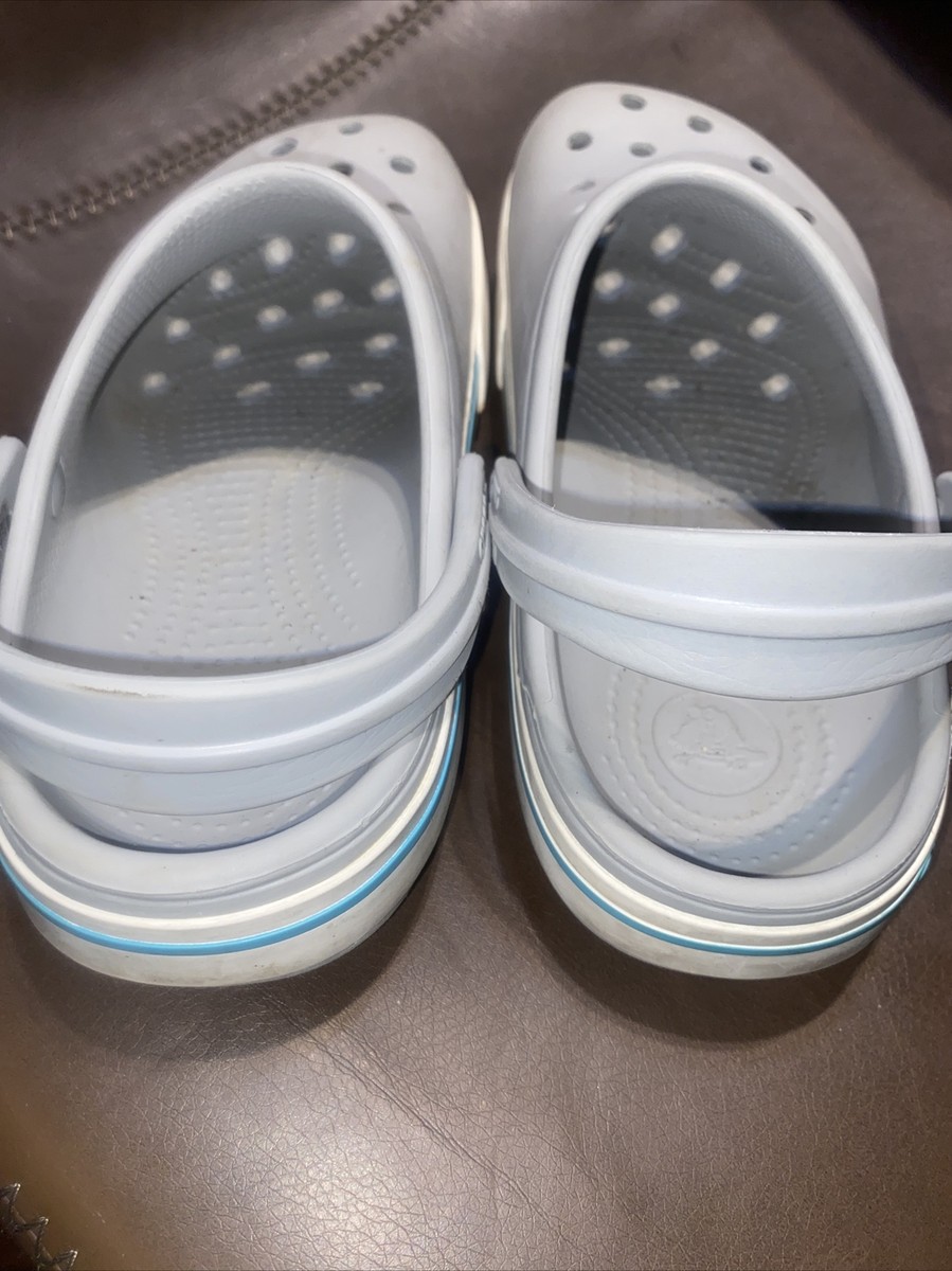 Crocs Unisex Crocband Clogs Light Grey White and Blue Stripe  display picture 3
