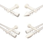 Innenlauf Gardinenstangen Vorhangstangen weiß aus Alu und Holz, 1- oder 2-läufig