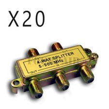 20 Pack Lot - 4-Way Coax Video Splitter Digital HD Cable TV RG6 F 5-900 MHz 1x4
