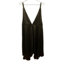 Anthropologie Maeve Satin Double V Dress in Green Sage XS NWT