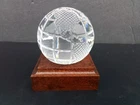 Vintage Marked Waterford Crystal Art Glass World Earth Globe Paperweight w Stand