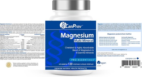 CanPrev Magnesium Multi Mineral 120 Veggie Caps - FROM CANADA - Picture 9 of 10