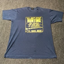 Vintage Wife Hunting Divorce Shirt Men XL Blue Single Stitch Screen Stars