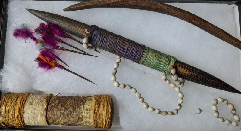 Vintage African ? Native  Blowdart quiver feathered Poison Dart Arrow Beads lot