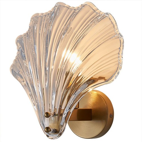 Modern minimalist brass glass shell lamp bedroom bedside lamp corridor lamp - Picture 1 of 9