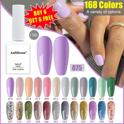 Anfillesan 168 Colors Gel Nail Polish 15ml Soak Off LED/UV Glitter Gel Top Coat