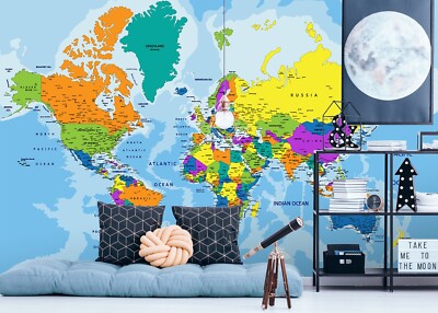 3D Colored Map ZHUA46463 Wallpaper Wall Murals Removable Self-adhesive Ann