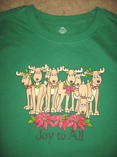 Womens NWT Green CHRISTMAS REINDEER  SLEIGH T-Shirt Large 12 - 14
