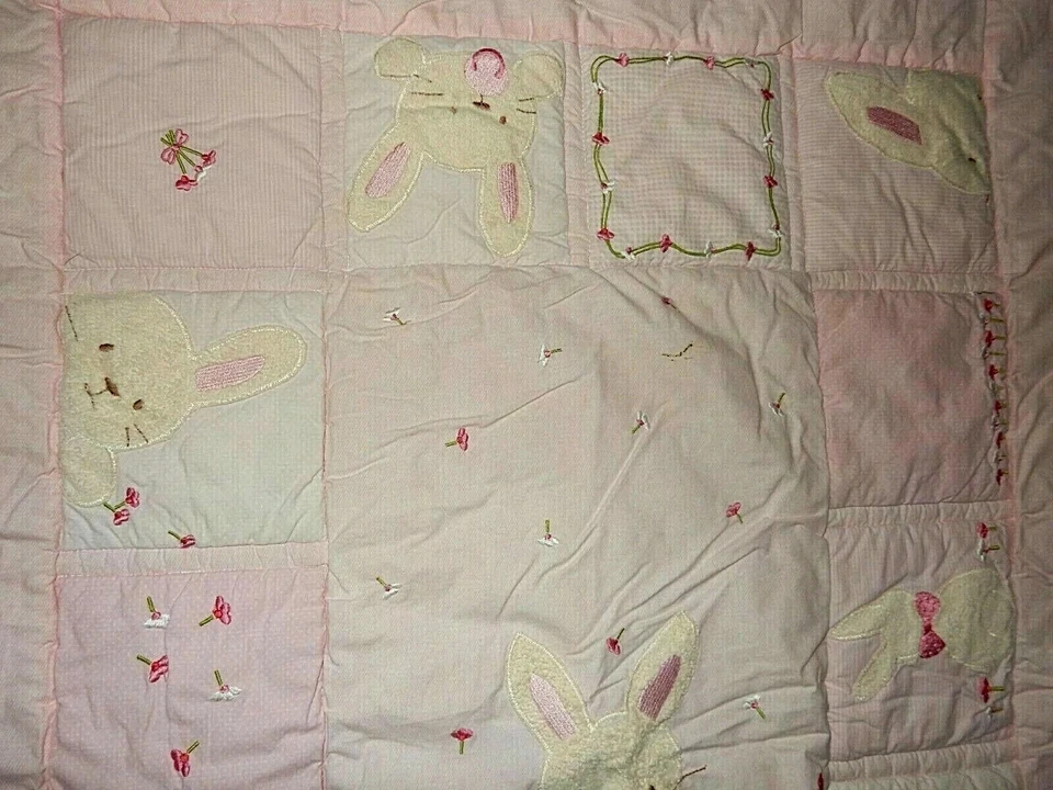 Manta Edredón Cuna Flores Rosa Conejo Carter's Vintage 9D Foto 4 de 4