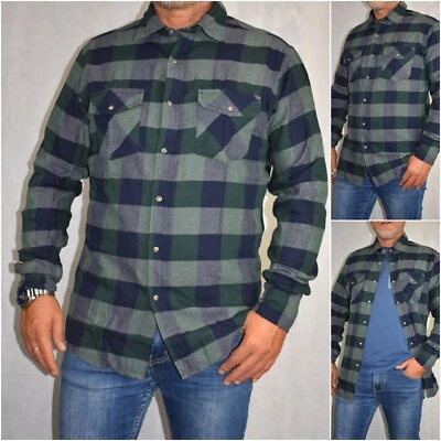 Chemise Flanelle Homme Manches Longues Forestier à Carreaux Hivernal Vert M L XL - Photo 1/4