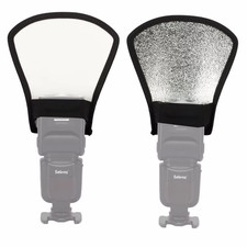 Selens 1pcs 2-in-1 Silver/White Camera Flash Diffuser Softbox Photo Flash Light