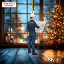 Mechanic Engineer Acrylic Ornament, Custom Name Christmas Gift