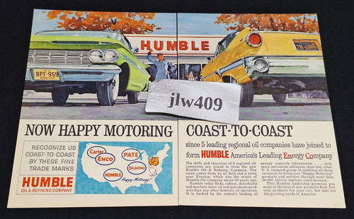 1960 HUMBLE ENCO GAS & OIL Print Ad Magazine Ad