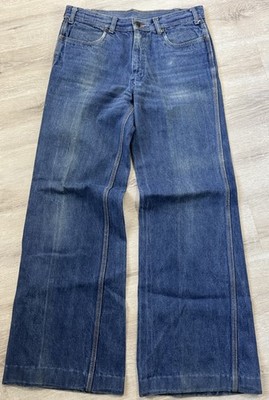 Vintage Mens 33x33 St. Leger Bullitt Blue Jeans Elephant Flare Bell Bottoms