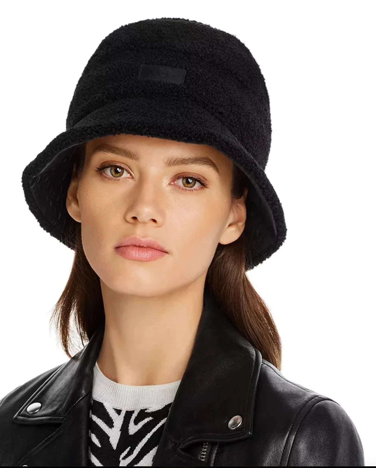 UGG Reversible Faux Shearling Bucket Hat• NEW•Black S/M